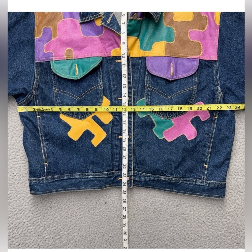 VINTAGE I Love Zana Di Patchwork  Denim Jacket Plus Size 24 Rare 90s Y2K - Picture 4 of 6